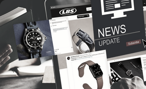 LBS watch strap catalogue and news update collage